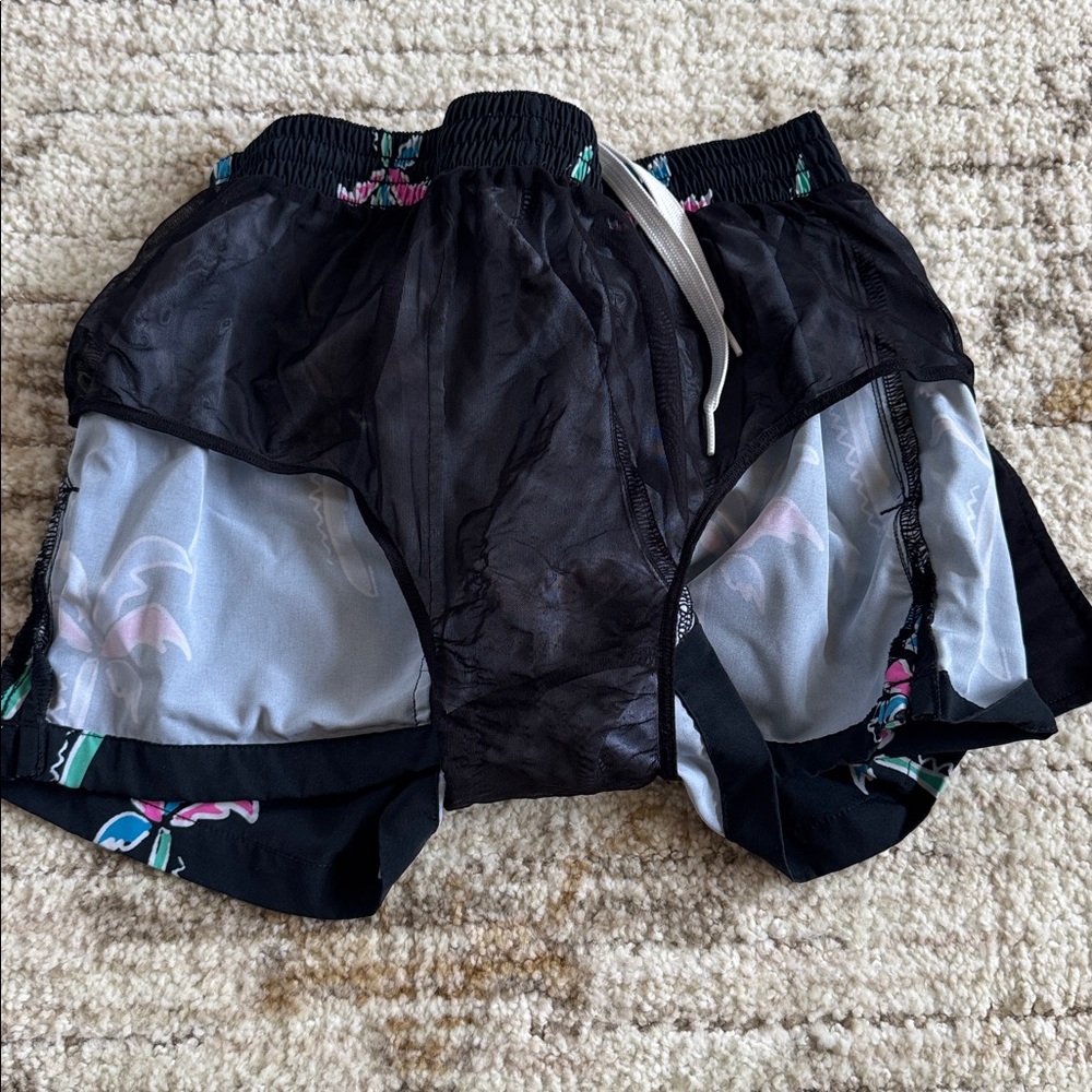 Chubbies Men’s Black Swim Shorts With Neon Palm Tree Print Mesh Lined Size Small - Picture 5 of 7